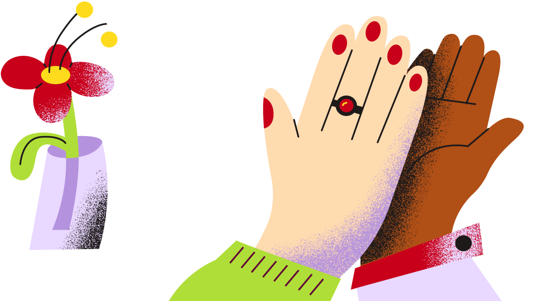 Две руки дают «пять‎»‎